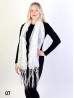 Sequined Flower Mesh Scarf W/ Fringe